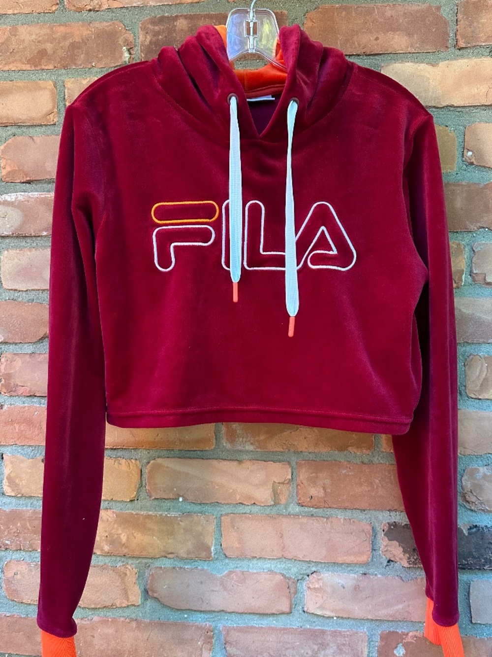 Fila Velour Cropped Hoodie Size Large